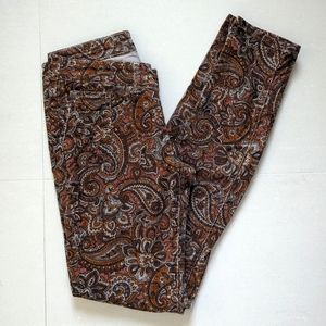 Prana Trinity Paisley 5 Pocket Corduroy Pants Size 0